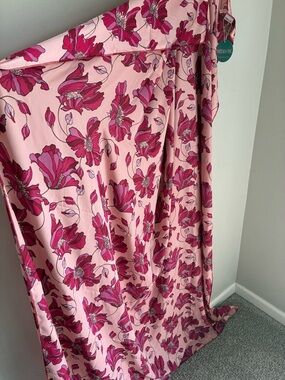 Initials Inc Very Large Floral Satin Scarf Wrap Initial “M”